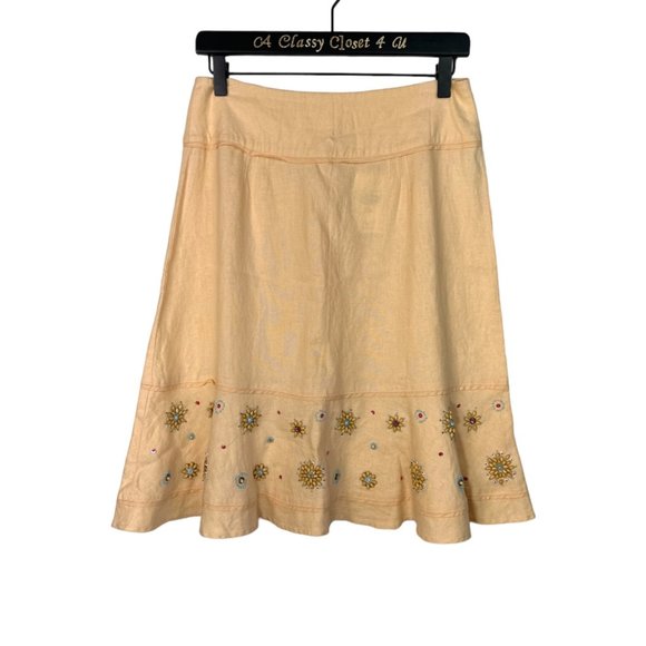 J.Jill Linen Peach Linen A-Line Skirt 4P - Picture 1 of 14